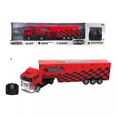 Caminhão Carreta com Controle Remoto - Big Truck com Luz - Laranja - 60cm -  Unik Toys - superlegalbrinquedos