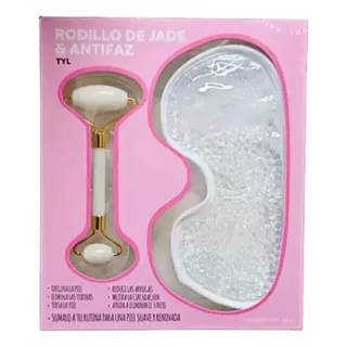 Set Rodillo Facial De Jade Y Antifaz Descongestivo Thelma Color Blanco