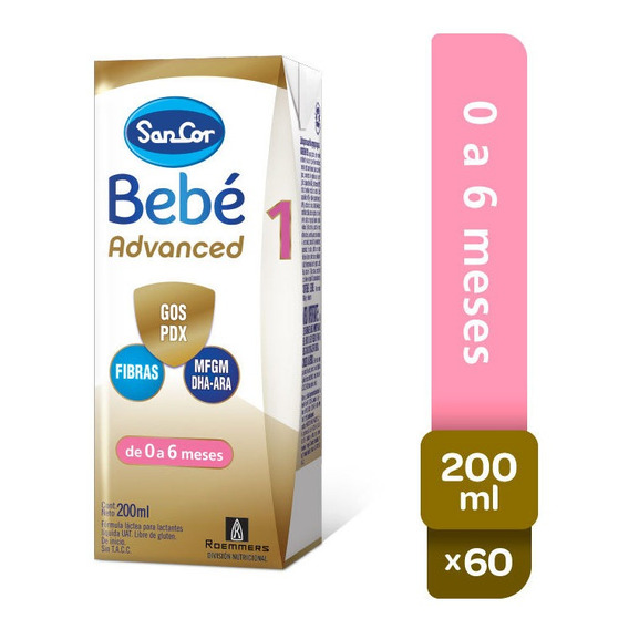 Sancor Bebe Advanced Formula Etapa 1 Brick 60 Un X 200 Ml