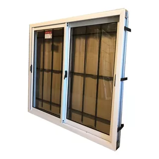 Ventana Aluminio Blanco  150x110 Vidrio Entero Reja Ø10 Eco 