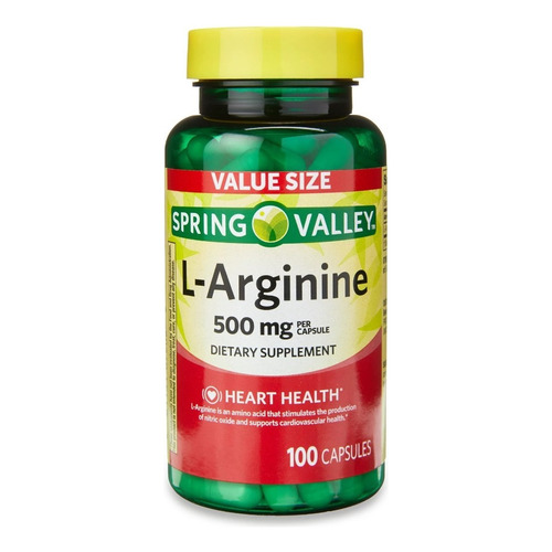 L Arginina 500 Mg Spring Valley L Arginine 100 Caps Amino Ac Sabor Neutro