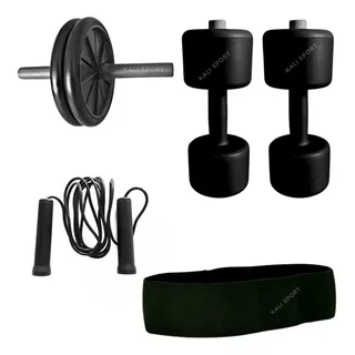 Kit Mancuerna Recargable X2 Soga Banda Elastica Rueda  Gym