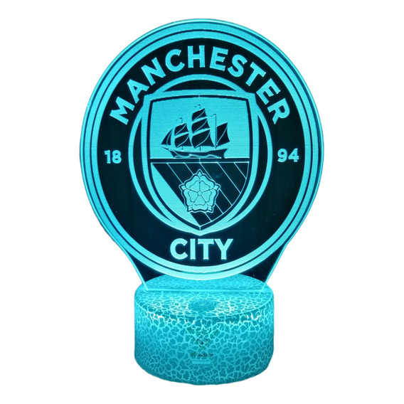 Insignia Manchester City En Lampara Led Ilusion 3d 7 Colores