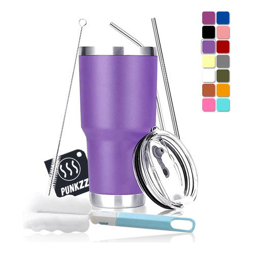 Vaso Térmico Portátil De Acero Inoxidable 30oz Calor/frío Color Violeta Liso