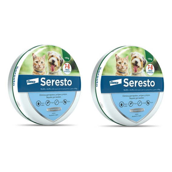 Pack 2 Seresto Gatos/perros -8kg