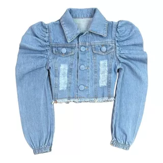 Jaqueta Jeans Infantil Manga Bufante Mini Diva Blogueirinha