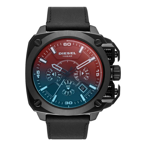 Reloj Diesel Dz7448 Bamf De Piel En Color Negro