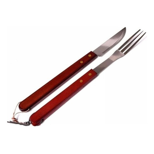 Juego Set Cuchillo Y Tenedor Asado Parrillero Kit Asador Of