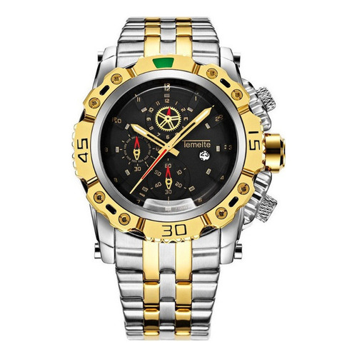 Relojes De Cuarzo De Lujo Inoxidable Temeite Para Hombre Color Del Fondo Dorado/negro