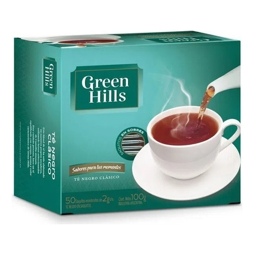 Té Negro Green Hills Clásico Momentos 50 Saquitos 100g