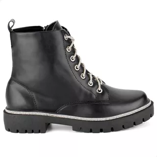 Bota Coturno Tratorado Feminino Strass Cano Curto Leve Moda