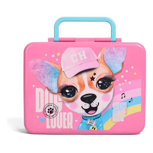 Lunchera Lunchbox Perro Bt130 Chimola Color rosa y celeste