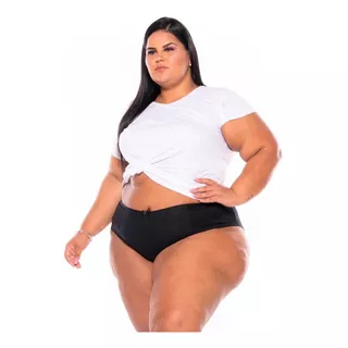 Kit 4 Calcinha Cotton Lycra Renda Preta Plus Size Xm Ao G5