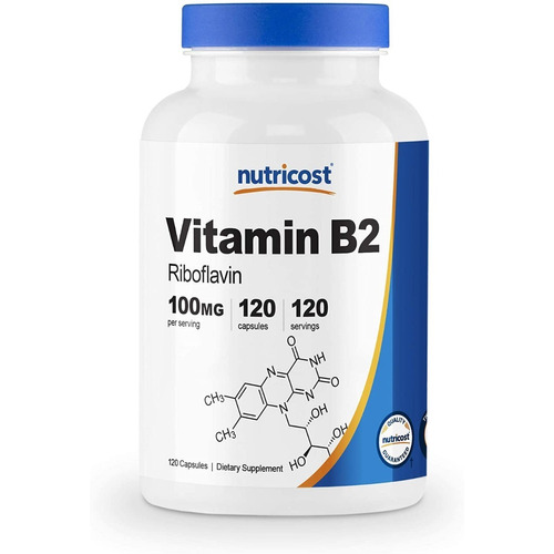 Vitamina B2 / 100mg Riboflavin 120 Capsulas . Stock