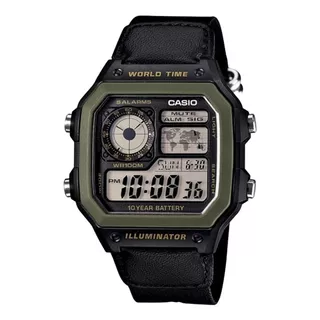 Relógio Casio Masculino Quadrado Ae-1200whb-1bvdf Cor Da Correia Preto