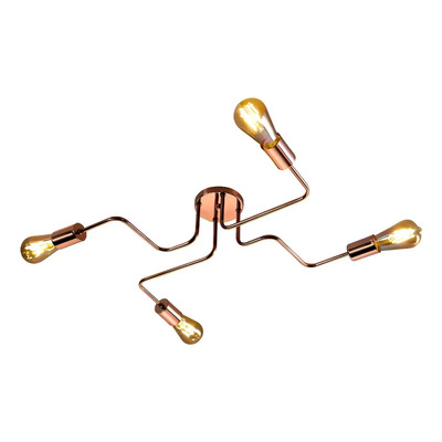 Araña 4 Luces Brazos Vintage Cobre Apto Lamparas Led Fz Cobre