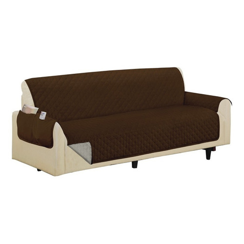 Cubre Sofá Doble Faz Couch Cover (tres Puestos) Color Marrón