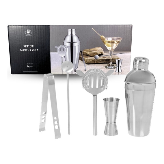 Kit Coctelería Acero Inoxidable 5 Piezas Barman Mixología