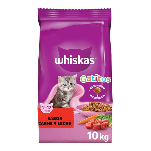 Alimento Whiskas Gatos Filhotes para gato de temprana edad sabor carne y leche en bolsa de 10kg