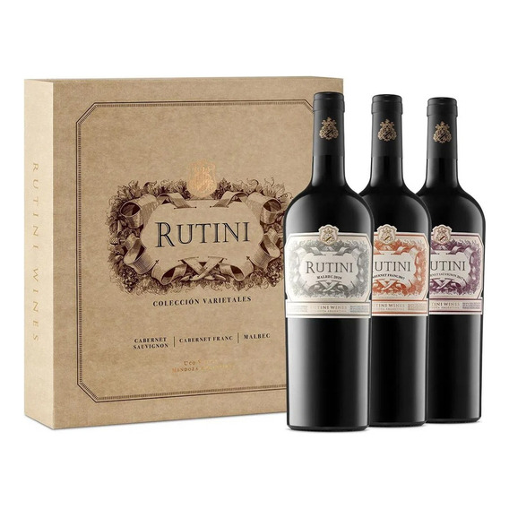 Vino Tinto Rutini Colección Mix I - Estuche 3x750ml La Rural (H) Rutini Colección Rutini - Tinto - Caja de cartón - Pack - 3 - 750 mL