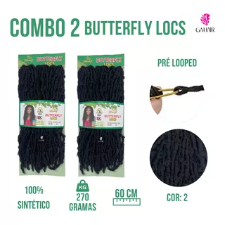 Combo 2 Cabelos Butterfly Locs Sintetico 60 Cm Weng - Dread Cor Castanho Escuro Cor 2