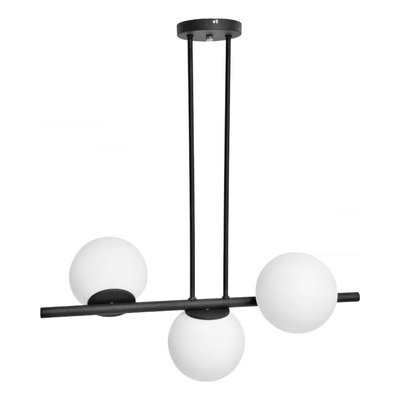 Lampara Barra 3 Luces Globo 15cm Opal Sat E27 Apto Led Negro Negro - Globo Opal Sat