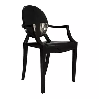 Cadeira Ghost Com Braço De Polipropileno Preto Inmetro 154kg