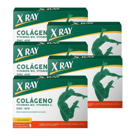 Combo X 5 X Ray Colágeno Vit B12 Vit C Zinc Y Q10 X 60 Comp.