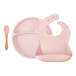 Conjunto Alimentación Bebe Silicona Premium Minikoioi Blow Set 2 Cores Rosa Rosa