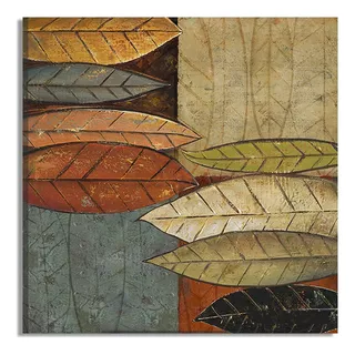 Quadro Canvas Folhas Em Aquarela Beleza Da Natureza 110x110