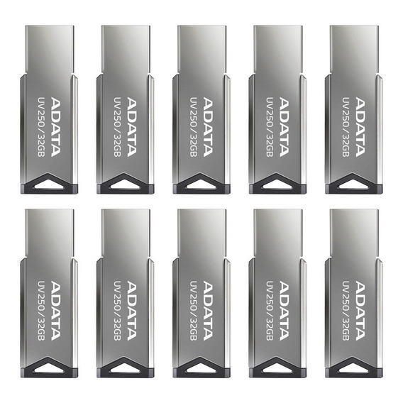 Kit 10 Memoria Usb 32gb Adata Metalica Auv250-32g-rbk 2.0 