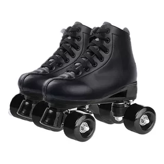 Patines Clásicos Roller 4 Ruedas De Cuero Con Freno