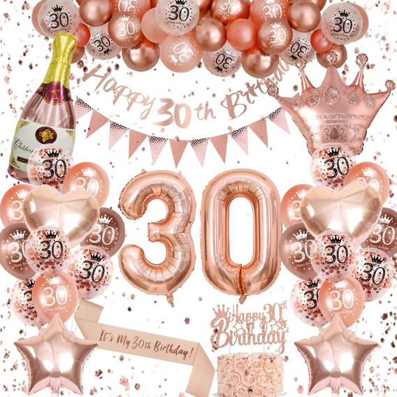 Globos Decorativos Para Cumpleaños N.° 30, Oro Rosa