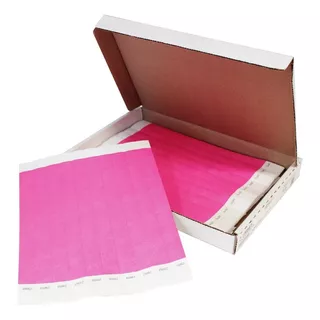 Pulseras Tyvek Verde Neón Caja Con 500pz. Color Rosa Neón Diámetro 18 Cm Largo 25 Cm