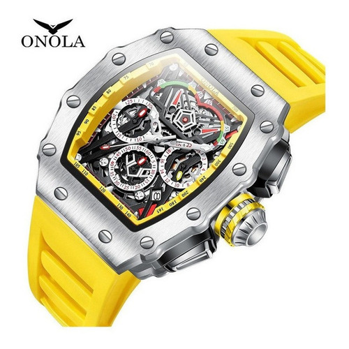 Onola Reloj De Pulsera De Cuarzo De Lujo Para Hombre Color de la correa Amarillo