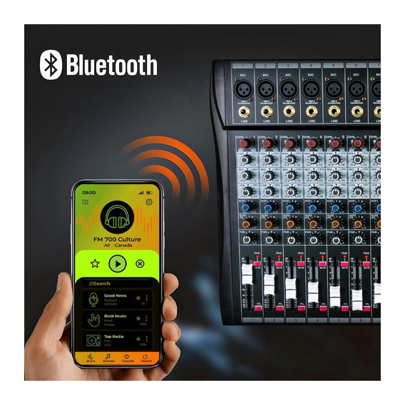Mezcladora Amplificada Mixer 8 Canales 24 Efectos Bluetooth 