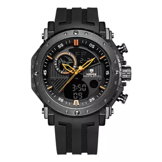 Relógio Masculino Weide Anadigi Wh6903 Preto E Laranja