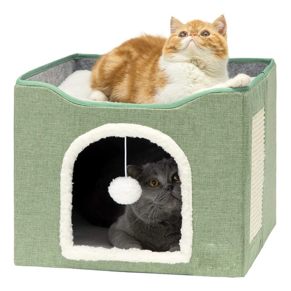 Cama Cucha Cueva Con Rascador Para Gatos Y Perros Pequeños