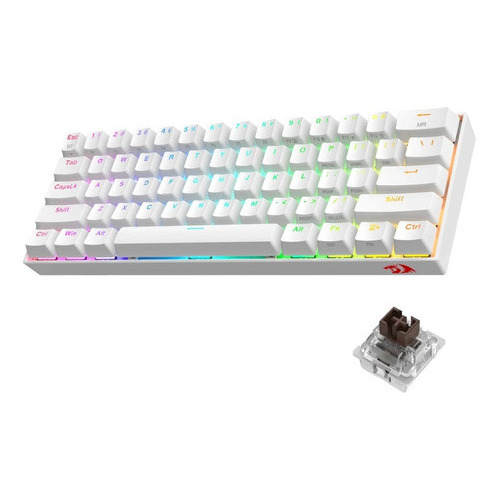 Teclado Inalámbrico Redragon Draconic Pro K530 Rgb 60% White Blanco Switch Brown Inglés