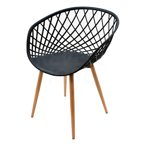Silla Moderna Tipo Bantu Guilen Para Sala Comedor Recibidor Color de la estructura de la silla Color madera Color del asiento PLÁSTICO NEGRO