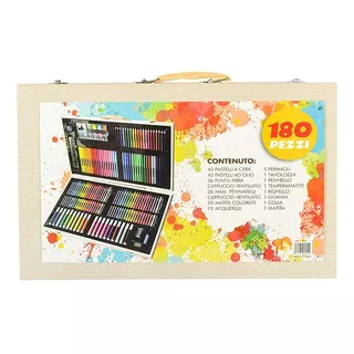Set Creativo De Colores Arte Y Dibujo Caja De Madera 180pcs