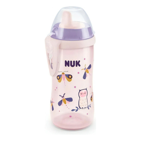 Vaso Nuk Kiddy Cup Luminoso Night 300ml Con Pico Rigido +12m Color Rosa