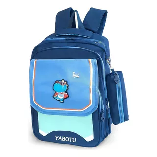 Mochila Bolsa Escolar Infantil Menino Dinossauro Reforçada Cor Azul