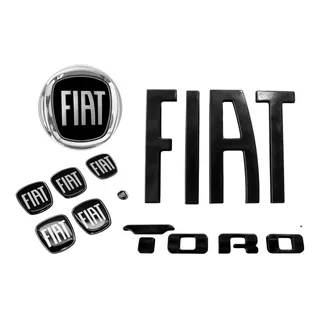 Kit 9 Emblemas Preto Black Piano Fiat Toro Ultra