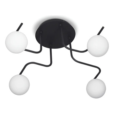 Lampara Plafon Techo 4 Luces Globo Opal G9 Texas Negro Rd Negro