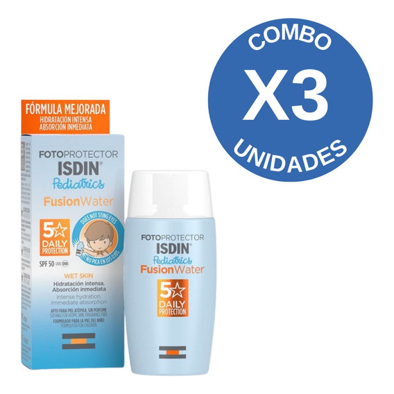 Combo X3 Isdin Fotoprotector Spf50+ Pediatrico Fusion Water