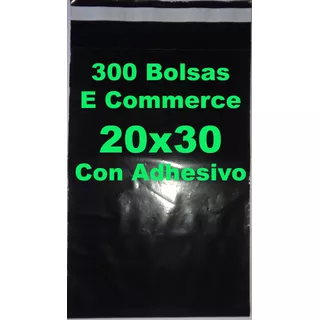 300 Bolsas E Commerce Negra 20x30 C / Adhesivo Inviolable