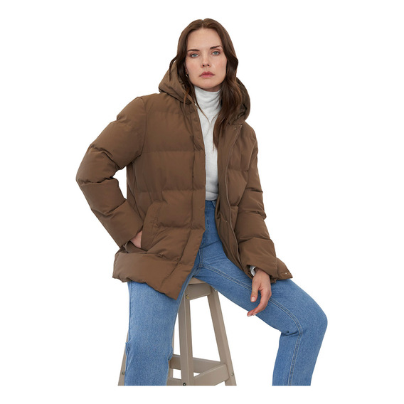 Parka Mujer Oversize Taupe Claro Corona