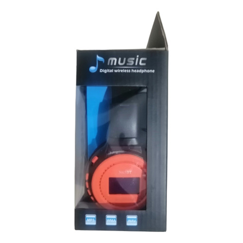 Audífono Bluetooth Con Pantalla Radio Fm Color Naranja Luz Negro