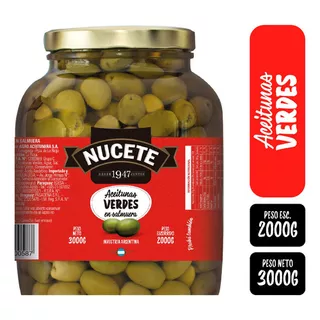 Aceitunas Verdes Premium 5 Nucete Frasco 3 Kilos